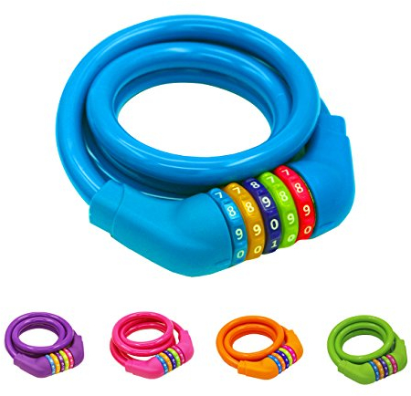 GOLDPOOL Colourful Bike Lock Combination Padlock – 5 Digit Security Cable Lock, 120 cm Blue