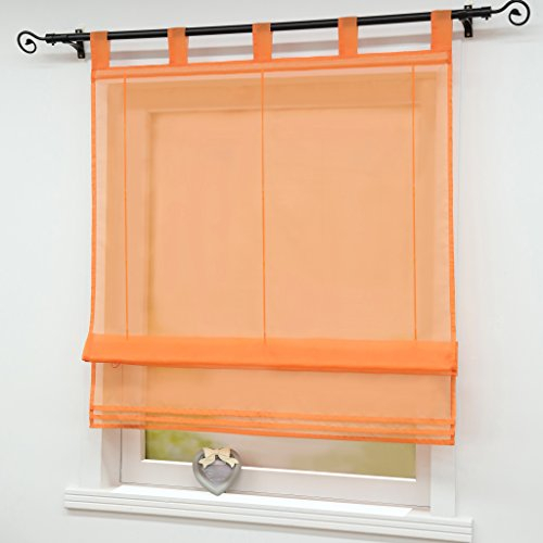 Joyswahl Raffrollo Voile Raffgardinen mit Schlaufen Sophia Schlaufenrollo BxH 100x140cm Orange 1er Pack