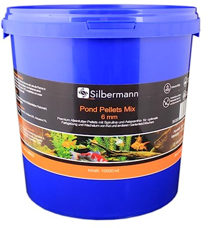 Silbermann Teichfutter Pellets - schwimmendes Hauptfutter für Teichfische (10000 ml, gemischt 6 mm)