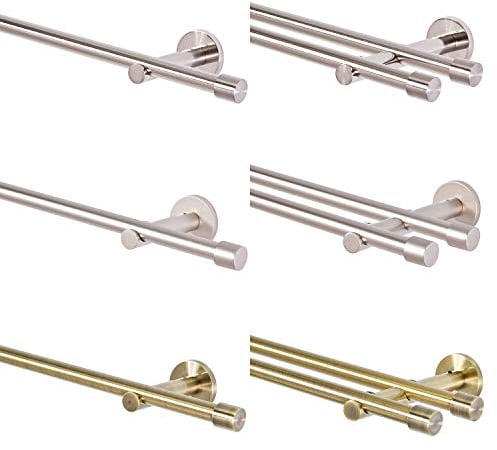 MDEKOR Gardinenstange 2 läufig 240 cm lang Silber Matt Gardinenstangenset aus Metall Vorhangstange doppelläufig Gardinenstangen Wandbefestigung