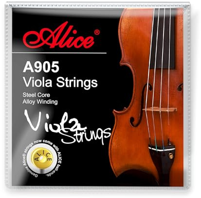 Alice Violasaite 4/4 Vollsaiten Set Stahlkern mit Ni-Fe-Wicklung, vernickelte Violasaite mit Kugelende für 40,6 cm Bratsche