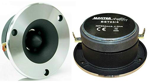 2 Super Tweeter MASTER AUDIO BST03/4 de 120 vatios rms y 240 vatios máx con 9,60 cm de diámetro 99 db 4 ohmios Puertas de Coche 3,60 cm de Profundidad, el par