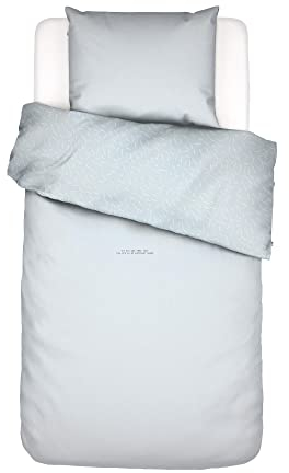 Covers & Co Bettwäsche Space Invader Uni Mit Dezentem Text Bio-Baumwolle Perkal (GOTS) Blau, 135x200 + 1x 80x80 cm