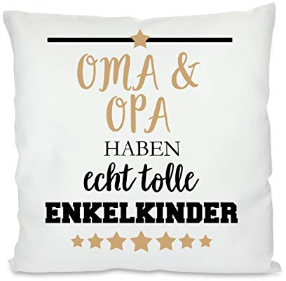 Herzbotschaft Kissen mit Motiv - Oma & Opa haben tolle Enkelnkinder
