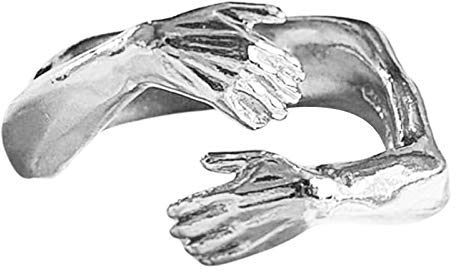 Umarmungsring,Hug Ring,925 Sterling Silber Geben Sie Mir eine Umarmung Hand offene Fingerringe für Männer, Frauen, Mädchen, Geschenk Silber