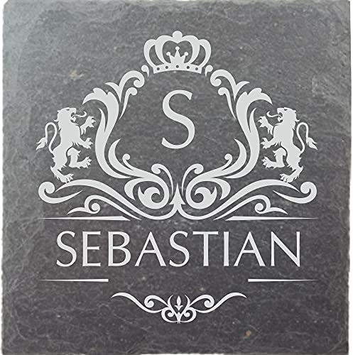 laser-diele Untersetzer Personalisiert – Glasuntersetzer mit Name Graviert – Schieferuntersetzer als Geburtstagsgeschenk – Schieferplatte 10 x 10 cm (Wappen)