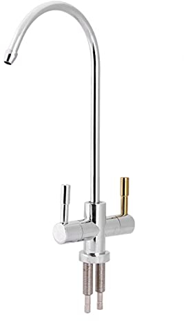 Tyenaza Rubinetto per Acqua Potabile con Maniglia Singola, Rubinetto per Lavello da 1/4 Pollice con Doppio Foro per Acqua Potabile in Cromo per Uso Domestico in Cucina