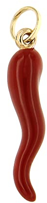 Lucchetta - Klein Gold Rot Chili-Pfeffer Anhänger | Glücksbringer Italienisches Horn, Goldanhänger Damen Herren 375 Echtgold | für Ketten (bis zu 4 mm) - hergestellt in Italien