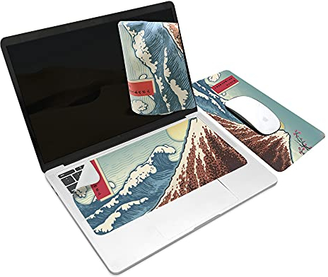SenseAGE x ekax Microfasertuch Tastaturschutz mit attraktiv Bilder für 13 Zoll Laptop MacBook | 3 in 1 Mauspad, Bildschirmreiniger, Display-, Tastaturabdeckung | Notebook Schutztuch, Fuji Ukiyo-e