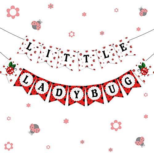 Little Ladybug Banner 15 Packungen Ladybug Motto Party Dekor für 1. 2. 3. Geburtstag und Babyparty