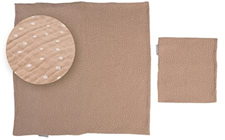 ULLENBOOM ® Babybettwäsche 80x80 cm Musselin Sand - 2 Teile (komplett): Baby Bettwäsche 80x80 cm & Kissenbezug 35x40 cm, Baby Bettset für das Babybett aus 100% Baumwolle
