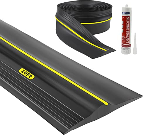 VUAOHIY Bande d'étanchéité universelle en caoutchouc pour seuil de porte de garage avec adhésifs, bande de rechange résistante aux intempéries (3 m, noir)