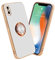 cadorabo Case compatible with Apple iPhone XS MAX in Glossy White - Gold with ring - Protective cover made of flexible TPU silicone, with camera protection and magnetic car holder