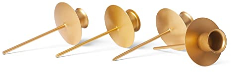 Novaliv 4x Stabkerzenhalter Weihnachtskranz GOLD Kerzenpick Kerzenständer für Stabkerzen Kerzentülle Metall Kerzenständer Kerzenpin Adventskranzkerzenhalter Kerzenpick Kerzenhalter für Kränze