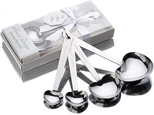 4-Piece Set Stainless Steel Heart-Shaped Measuring Spoon Baking Spoons Tea Coffee Spoons Creative Kitchen Tableware Spoons