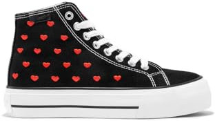 D.Franklin Zapatillas Altas Mujer One Way Love Heart en Negro Edición Especial - Zapatillas de Vestir para Mujer - Moda Casual - Talla (37) - Modelo One-Way