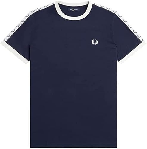 Fred Perry Taped Ringer T-Shirt Carbon Blue (M), blau, M