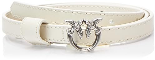 Pinko Damen Love Berry H1 Belt Vitello Gürtel, Z14o_White Silk-Old Silver, XS