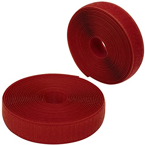 AERZETIX - C65933 - Klettband/-rolle 25 mm 5 meter - organizer/kabelbinder - band für kleidersäcke - aus polyamid und polyester - farbe: rot