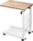 SogesHome Table d'Appoint Réglable en Hauteur avec roulettes, Table C avec Porte-Revue et Étagère pour Canapé ou Lit, 48 cm x 30 cm