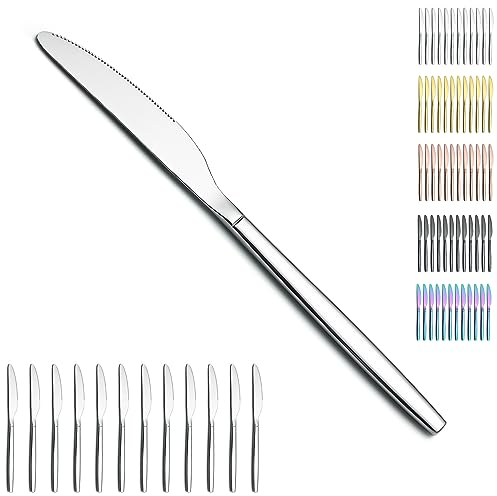 Berglander couteaux de table de 12 pièces, couteau à dîner moderne en acier inoxydable, couteau à beurre, idéal pour la maison, salle de restauration, hôtel, mariage, lave-vaisselle