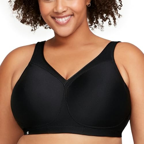 Glamorise Damen Nahtloser MagicLift-Sport-BH Ohne Bügel #1006 Sports Bra, Schwarz, 100J EU