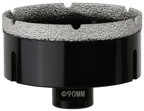 Vearter Carotteuse diamantée à sec de 90 mm, raccord fileté M14, scie cloche soudée sous vide pour maçonnerie, trou creux pour carrelage, marbre, granit, porcelaine, béton et pierre de quartz