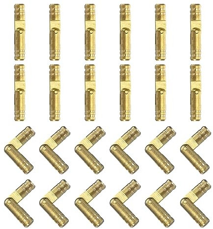 Uxcell Invisible Brass Barrel Hinges, 24pcs 5x25mm, Unfinished, Brass, Door Mount