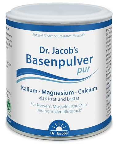 Dr Jacob's Polvo Alcalino Puro, 200 g I Potasio, Magnesio, Calcio, Zinc en Forma de Citrato y de Lactato I Equilibrio Mineral y Alcalinizante* I 36 Dosis