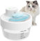 MASBRILL Fontaine a Eau Chat sans Fil, 1L Distributeur Eau pour Chat et Chien avec Detecteur de Mouvement, Super Silencieuse Fontaine Eau Chat Capteur Automatique, 3 Modes de Travail, Blanc