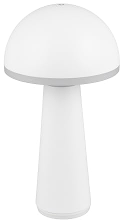 Reality Leuchten LED Außen Akku Tischleuchte Fungo R57716131, Metall Weiß matt, Kunststoff Weiß, inkl. 2 Watt LED, dimmbar, Lichtfarbe einstellbar, Ladestation