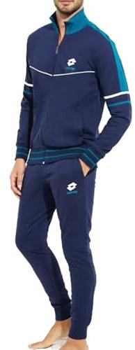 LOTTO homewear Tuta Sportiva Uomo in Cotone Garzato Pimavera Estate Leggera (XXL, BLU 156)