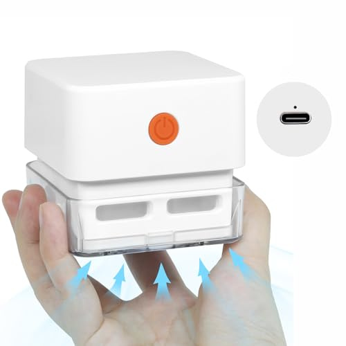 Goodeli Desktop Vacuum Cleaner, Mini Table Dust Sweeper, Detachable & Portable Tabletop Vacuum Cleaner, USB recharger, Cordless Energy Saving Design, best for Cleaning Hairs, Computer Keyboard (White)