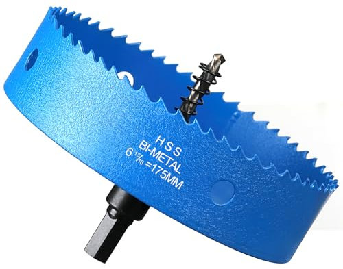 Scie Cloche Bi-métal 175mm, M42 HSS Bimétallique Scie Trèpan avec Foret de Centrage pour Robuste Perceuse à Percer pour Fer, Aluminium, Bois, Cloison Sèche, Tuyau, Panneau de Fibres de Bois, Bleu
