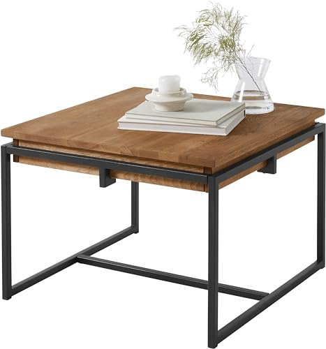 TaBoLe Couchtisch Beistelltisch Wildeiche mit Metallgestell (65)