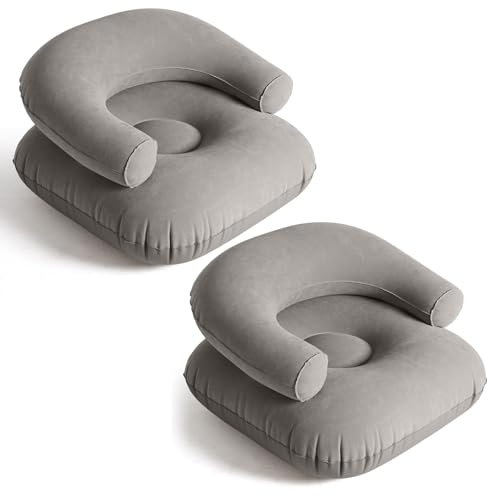 Threehoney Aufblasbarer Liegestuhl, Liegestuhl, faules Sofa, aufblasbar, faltbar, tragbare Couch für Zuhause, Büro, Balkon, Boden-Sitzgelegenheit, Dunkelgrau, 2 Stück