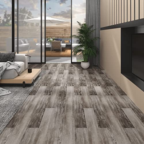 Lauuoeriau Hardware,Building Materials,Flooring & Carpet,Non Self-adhesive PVC Flooring Planks 5.26 m 2 mm Matt Wood Brown