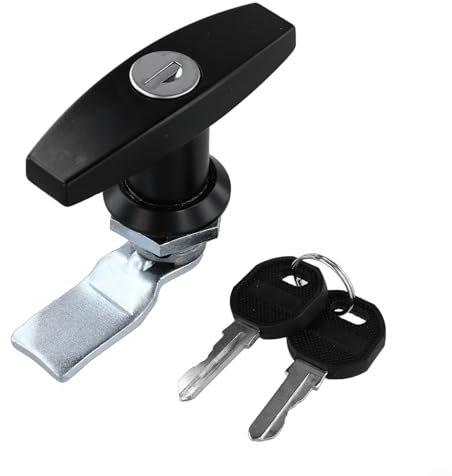 Gdfnmogo T Lock Replacement,Rear Fixing T Handle Lock Tool Box Garage Door Lock With Keys,Antitheft Locking Devices For Caravan Door Lock(Black)