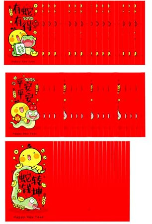 60 Stück Happy New Year Aufkleber 5,1 x 8,9 cm Jahr der Schlange Aufkleber selbstklebendes rechteckiges Verpackungsetikett für Verpackung