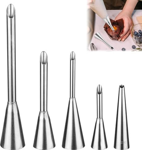 Douille à Pâtisserie Inox,Buse pour Crème,Embout de Buse de Glaçage à la Crème,Seringue Patisserie,Buse de Remplissage de Cupcake,Douille à Pâtisserie Petit Choux,Douille Pour Garnir Les Cupcakes