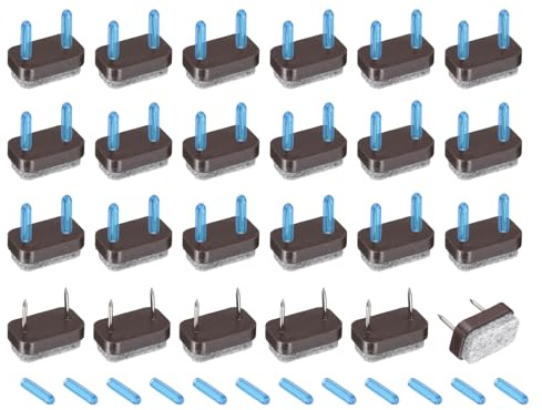 sourcing map 24 feltrini rettangolari con chiodi per mobili, protezioni per pavimenti, per mobili in legno, tavoli, divani, sedie (18 mm, marrone)