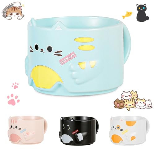 Tasse mignonne pour chat, tasses amusantes à café 300 ml, tasse en céramique drôle de cadeau pour chats, tasses empilables, tasses pour chat, pour lait, café, jus (bleu)