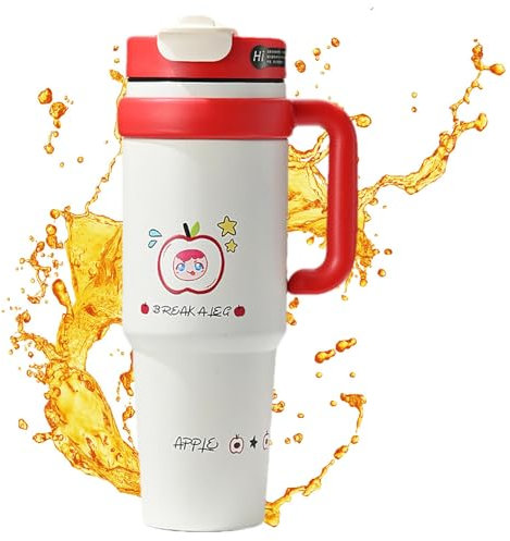 Insulated Tumblers With Handles, Modern Leakproof Bottle, 1000ml Reusable Tumbler, Cupholder-Friendly Iced Coffee Cup Compact Versatile Ideal for Mom, Grandma, Travel, Workplace