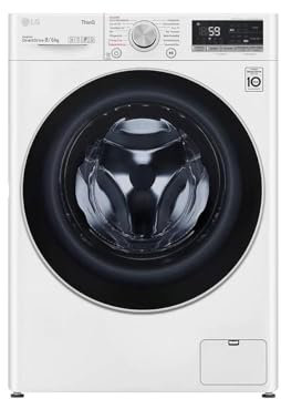 LG V4WD860B 6kg/8kg Waschtrockner, 1400U/Min, 60cm breit, TurboWash, ThinQ, AquaControl, Steam, weiß (Ricondizionato)