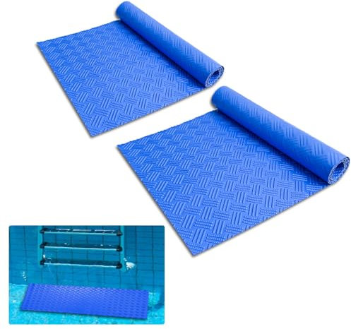 Golgner 2 unidades de 90 x 30 cm para escalera de piscina, alfombrilla protectora para escalera de piscina, alfombrilla antideslizante para escalera, base de piscina con textura antideslizante, para