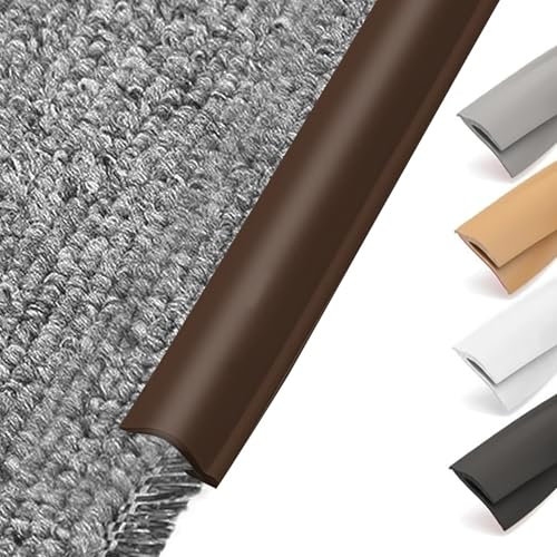 Selbstklebende Teppich Randleiste, PVC Übergangsstreifen für Boden, Randversiegelungsleiste für Teppich und Holzboden, Fußmatten Randleiste, Hellbraun(5m)