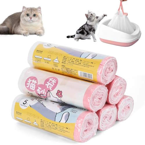 Large Cat Litter Tray Liners, 30PCS Cat Litter Liners with Drawstring Scratch Resistant and Leak Proof Cat Litter Tray Bags, Strong Durable Cats Litters Bags for Large Jumbo Litter Box,114x45cm