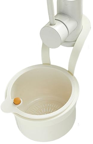 Sink Strainer Basket Adjustable Sink Filter Tray Tap, Pla-stic Kitchen Hanging Sinks Drain Basket with Bottom Release for Kitchen, Laundry, Bathroom, Shower, Commercial
