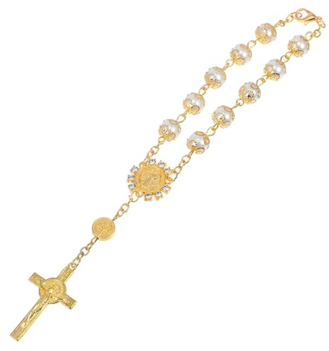 Kreuzanhänger für Auto Rückspiegel, Goldene Aluminiumlegierung, 20cm | Kette Auto, Rückspiegelzubehör zum Aufhängen, Einfache Montage, , Glamourös, Elegant
