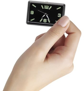 TOYANDONA Selbstklebende Mini Auto Uhr Analog Dashboard Uhr Leuchtendes Zifferblatt Quadratische Auto Innenraum Dekoration für Fahrzeug Armaturenbrett und Büro